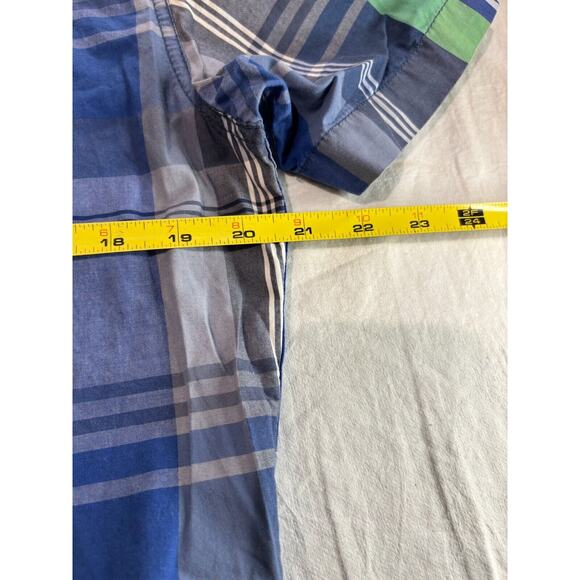 Ecko Unltd. Button Up Shirt Men's Size M Short Sleeve Blue Green Classic - Picture 7 of 7